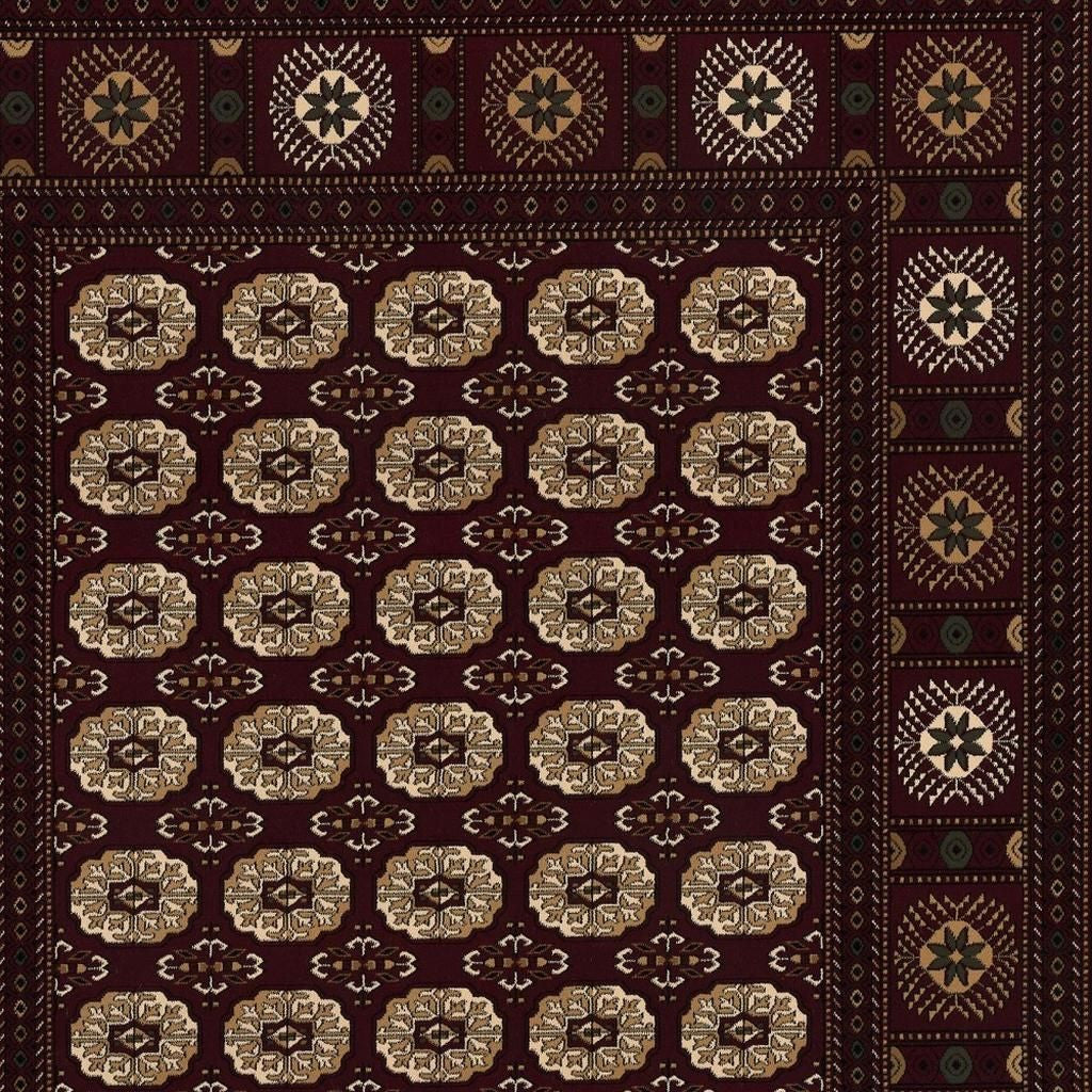 10' Red And Ivory Floral Medallion Runner Rug-Area Rugs-DECOROLALA