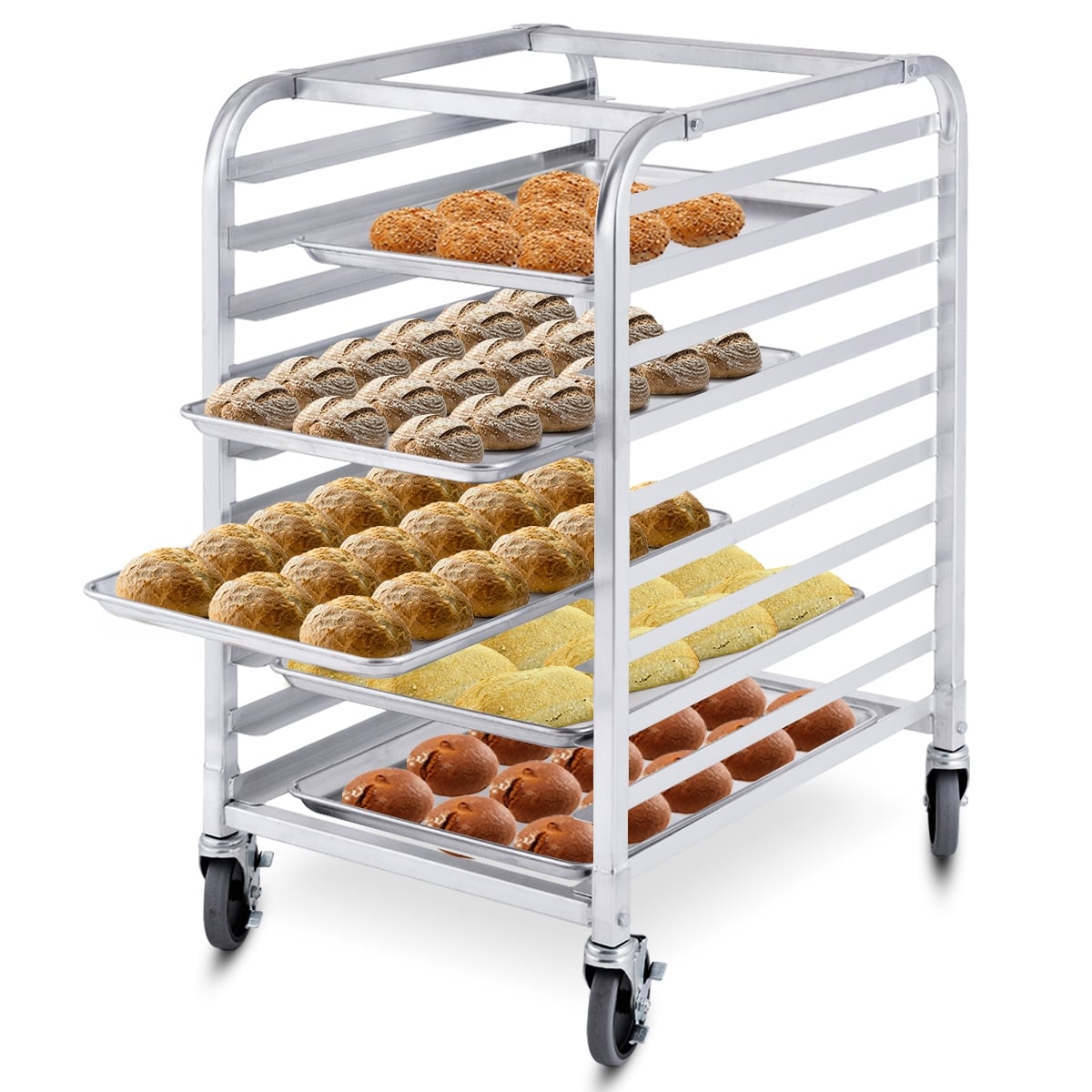 10 Sheets Aluminum Rolling Bakery Pan Rack-Baker’s Racks-DECOROLALA