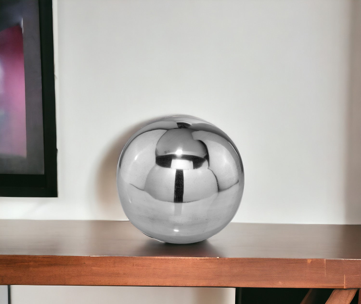 10" Silver Buffed Aluminum Decorative Orb-Sculptures-DECOROLALA