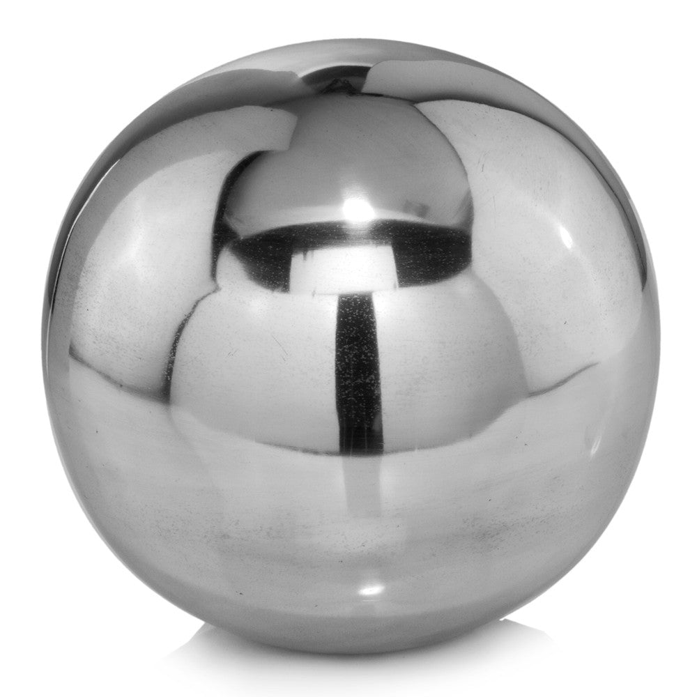 10" Silver Buffed Aluminum Decorative Orb-Sculptures-DECOROLALA
