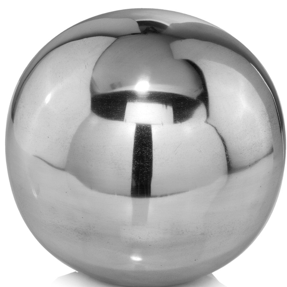 10" Silver Buffed Aluminum Decorative Orb-Sculptures-DECOROLALA