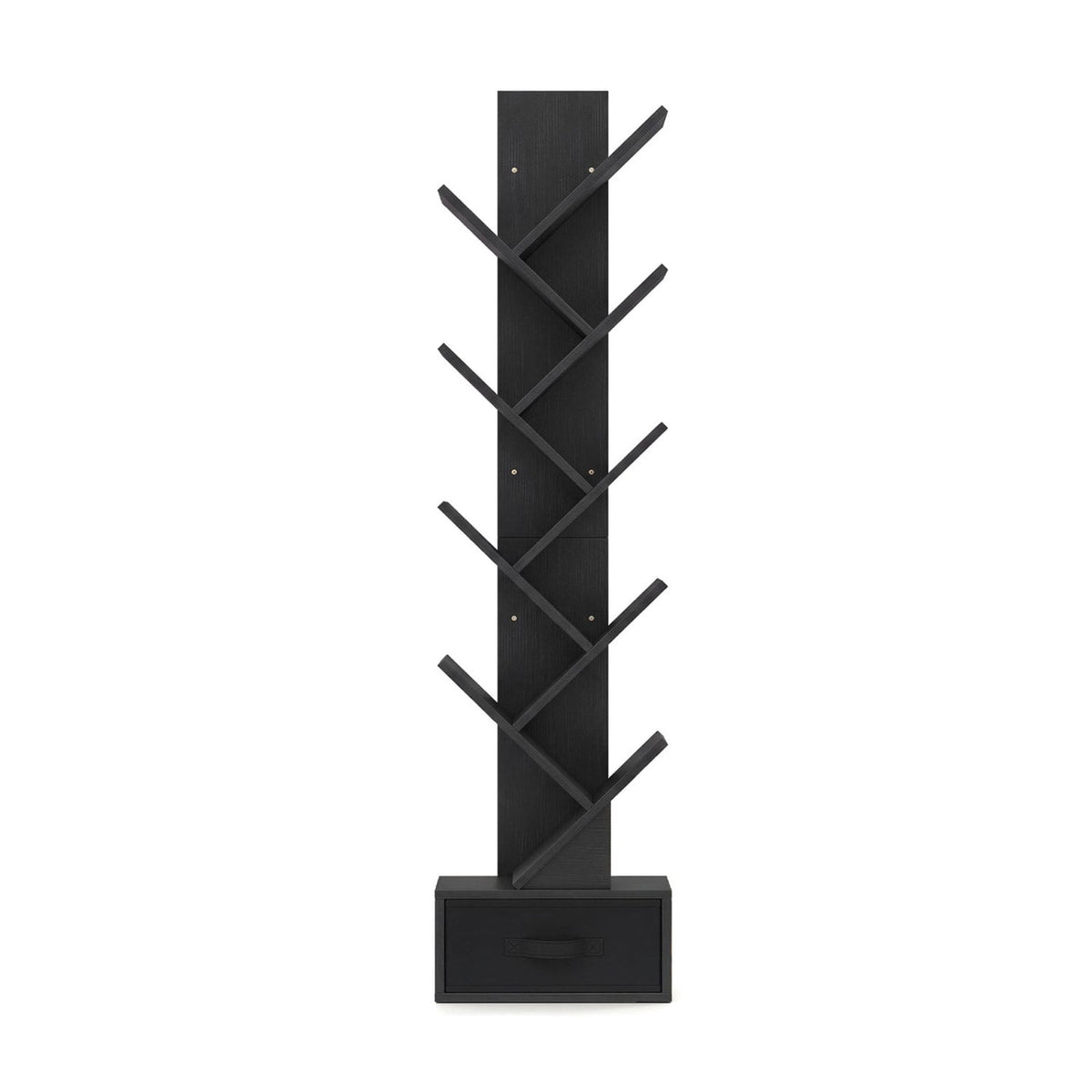 10-Tier Bookshelf with Drawer Free-standing Storage Bookcase-Black-Bookcases-DECOROLALA
