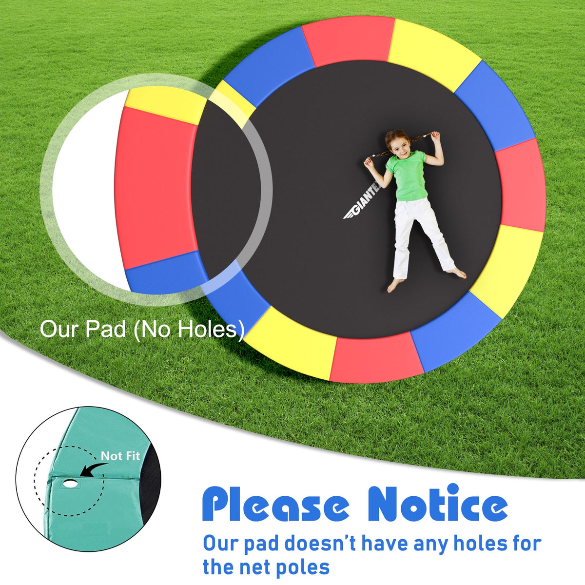 10' Trampoline Replacement Safety Pad - 0.6" Thick Foam Spring Cover-Trampoline Accessories-DECOROLALA