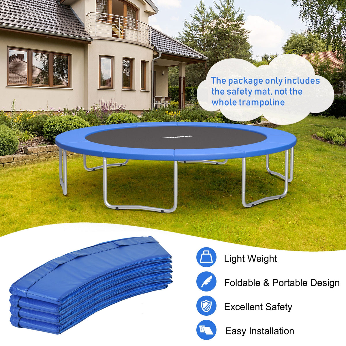 10' Trampoline Replacement Safety Pad - 0.6" Thick Foam Spring Cover-Trampoline Accessories-DECOROLALA