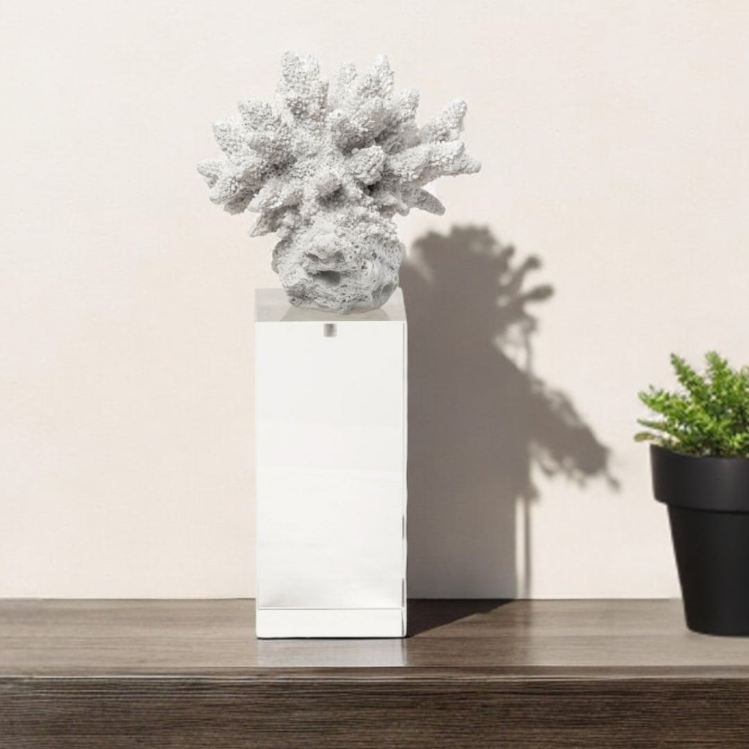 10" White Metal Tabletop Sculpture-Sculptures-DECOROLALA