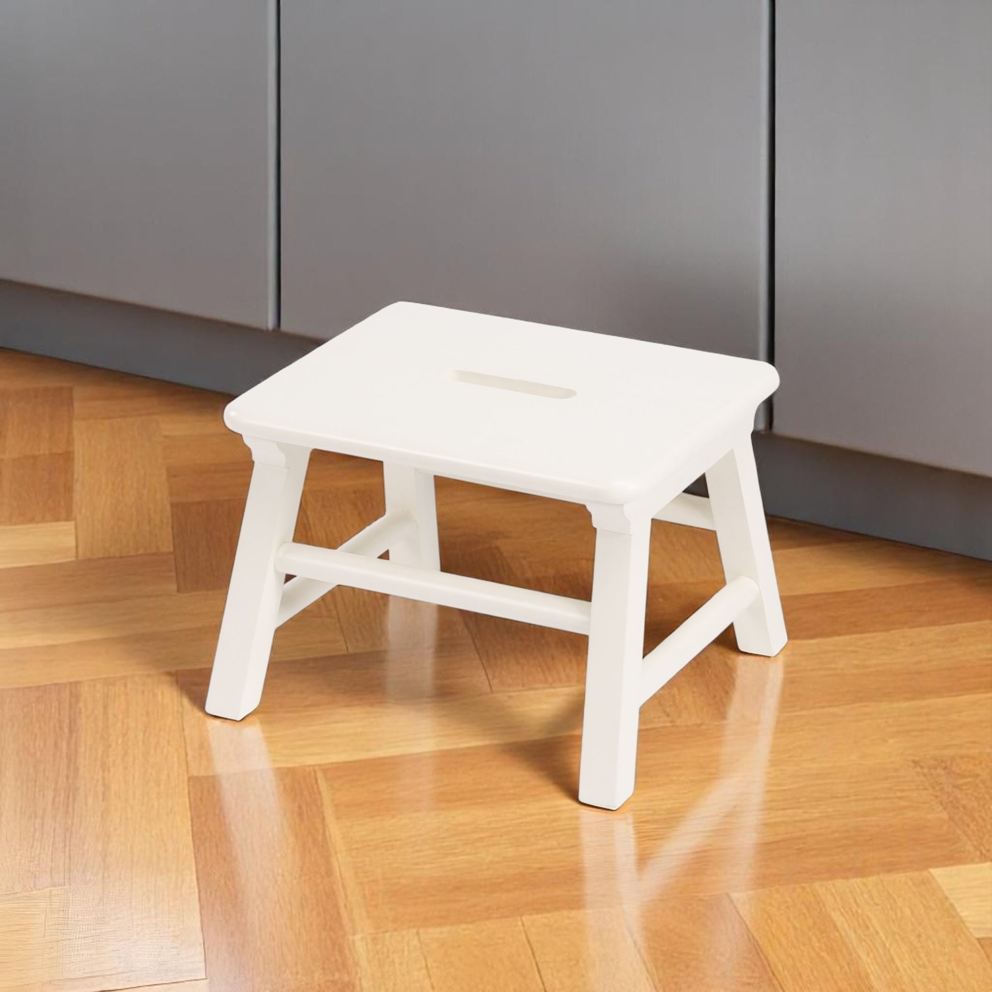 10" White Solid Wood Step Stool-Ladders-DECOROLALA