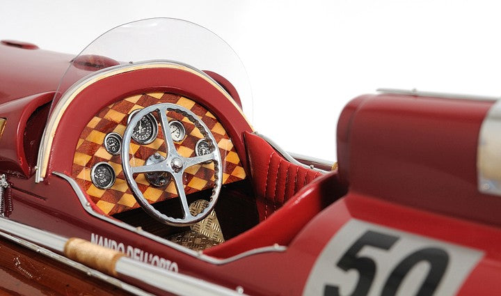 10" Wood Brown Ferrary Hydroplane RC Ready Boat Hand Painted Decorative Boat-Sculptures-DECOROLALA