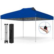 10 X 10 FT Foldable Outdoor Patio Shelter Canopy Tent with 1-Push Center Lock-Blue-Canopies-DECOROLALA