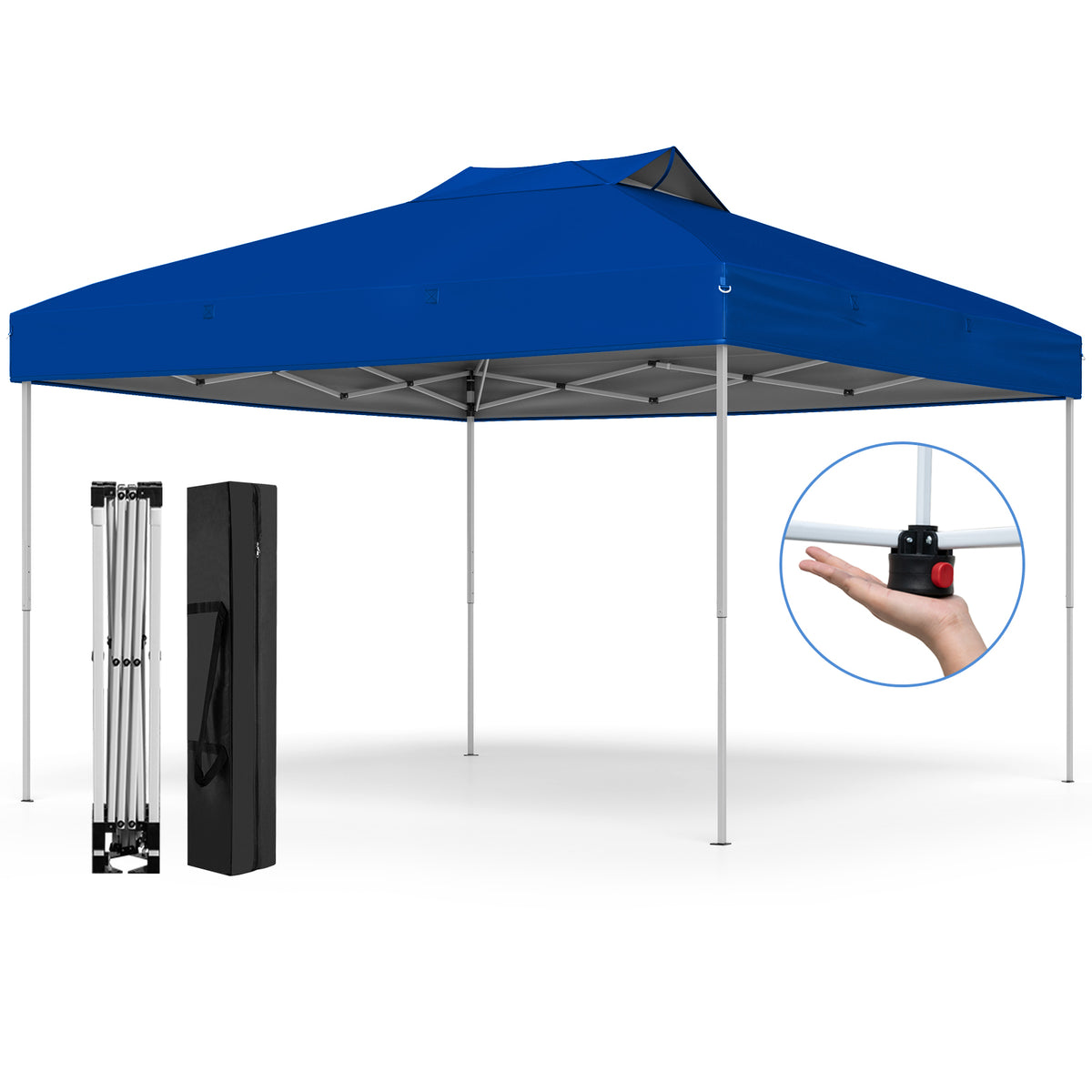 10 X 10 FT Foldable Outdoor Patio Shelter Canopy Tent with 1-Push Center Lock-Blue-Canopies-DECOROLALA