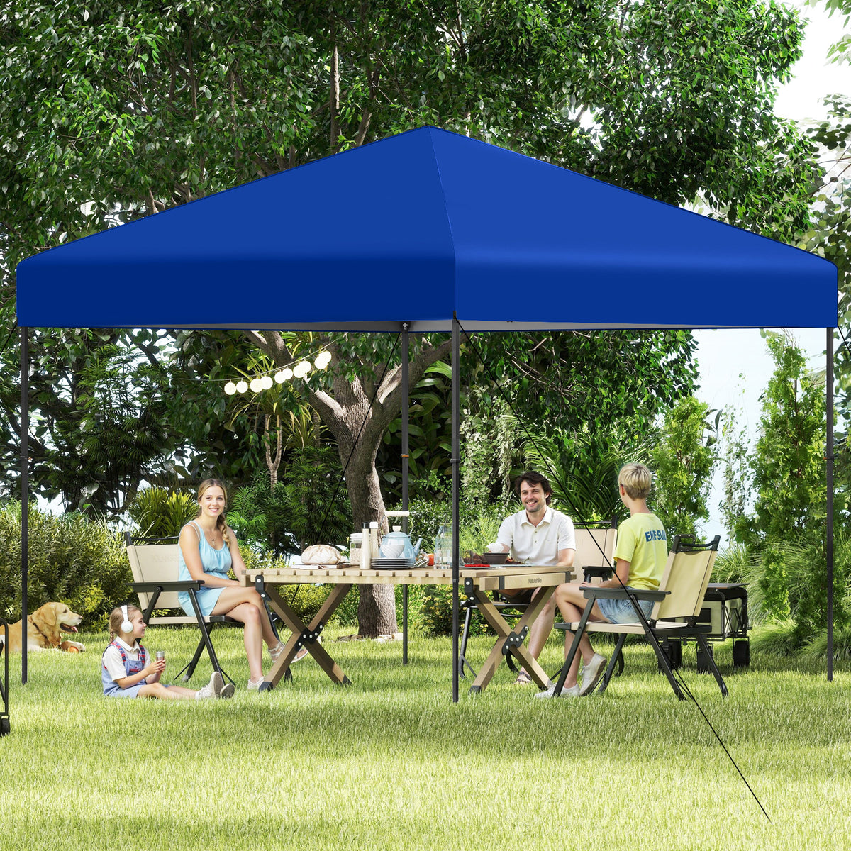 10 X 10 Feet Pop up Canopy Tent with Portable Carrying Bag and 8 Stakes-Blue-Canopies-DECOROLALA