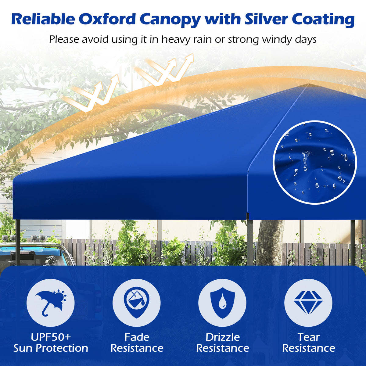 10 X 10 Feet Pop up Canopy Tent with Portable Carrying Bag and 8 Stakes-Blue-Canopies-DECOROLALA