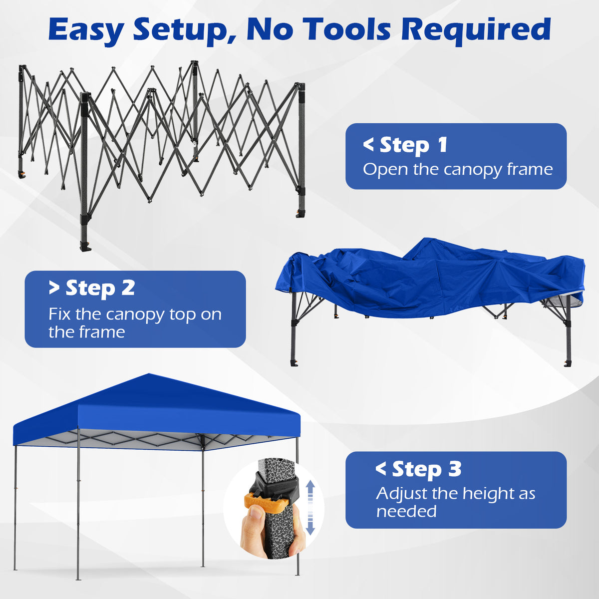 10 X 10 Feet Pop up Canopy Tent with Portable Carrying Bag and 8 Stakes-Blue-Canopies-DECOROLALA