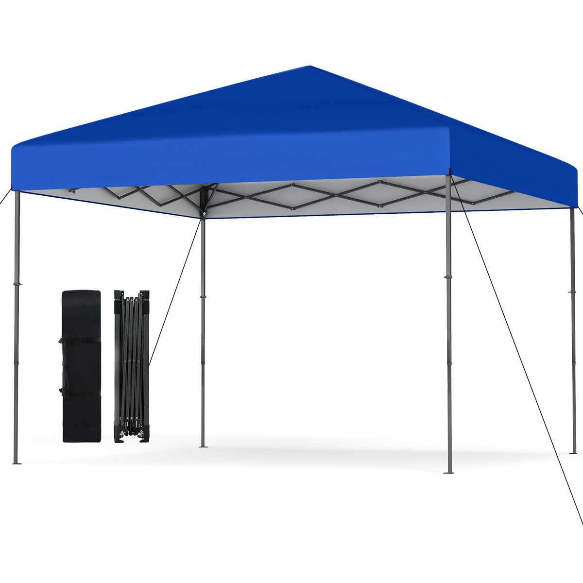 10 X 10 Feet Pop up Canopy Tent with Portable Carrying Bag and 8 Stakes-Blue-Canopies-DECOROLALA
