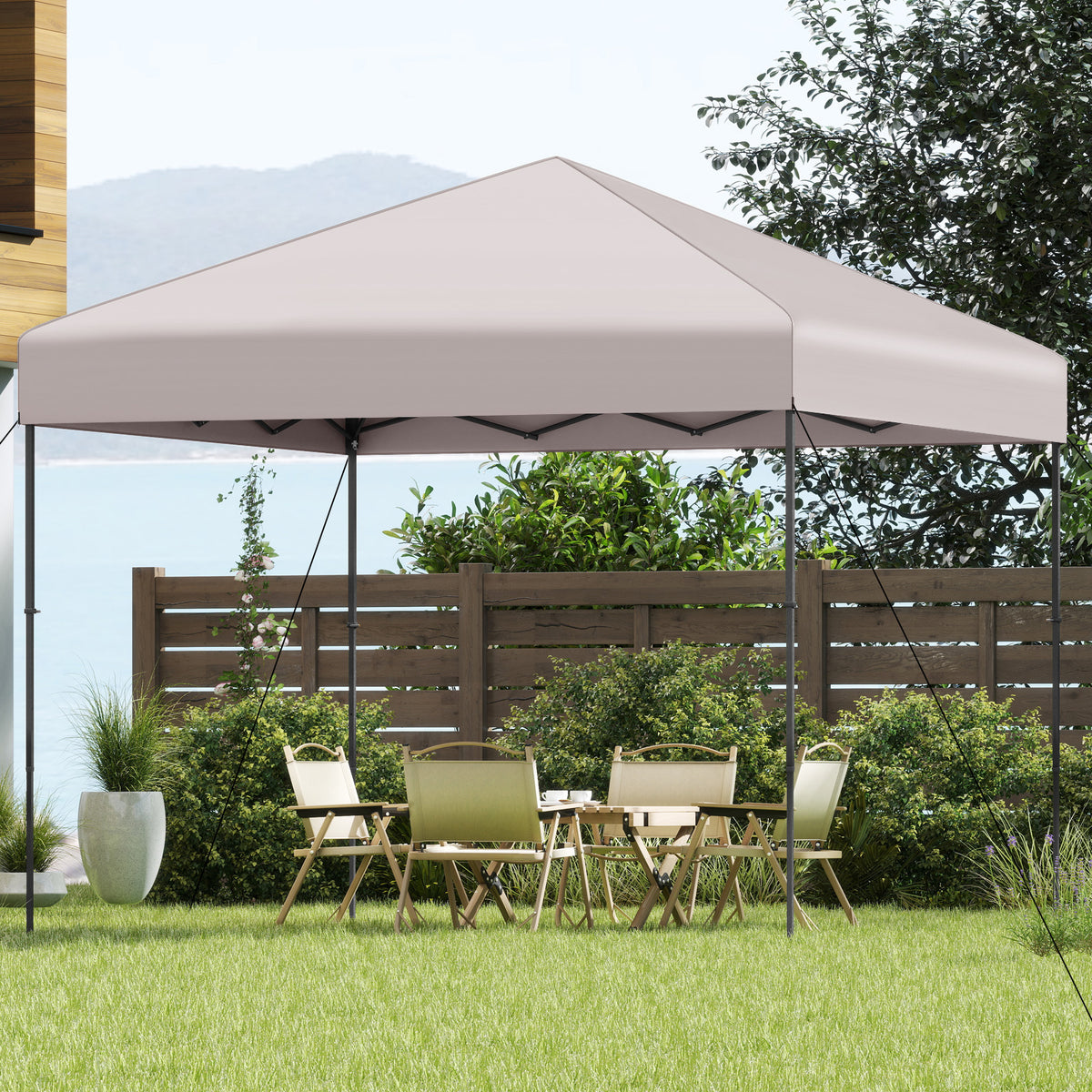 10 X 10 Feet Pop up Canopy Tent with Portable Carrying Bag and 8 Stakes-Yellow-Canopies-DECOROLALA