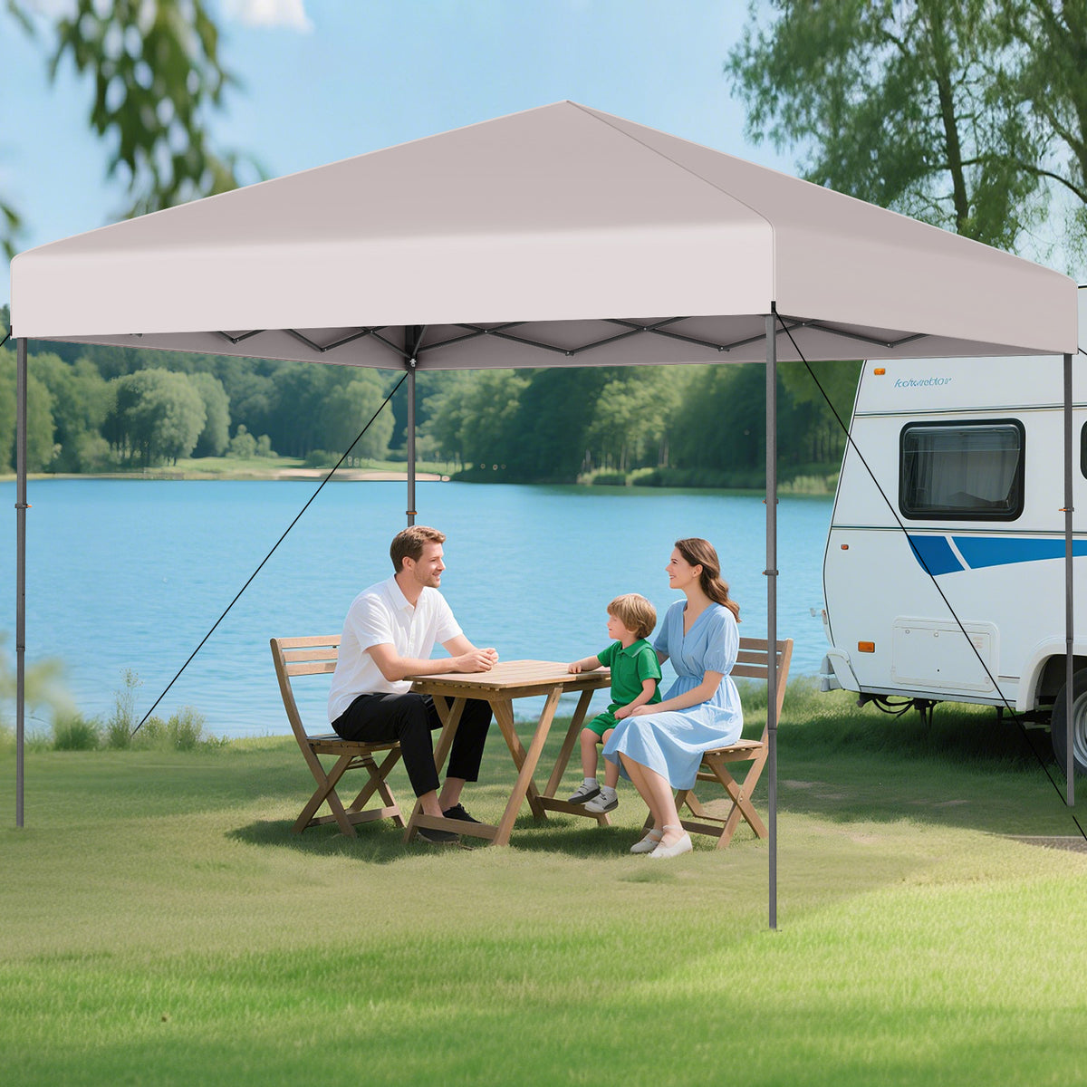 10 X 10 Feet Pop up Canopy Tent with Portable Carrying Bag and 8 Stakes-Yellow-Canopies-DECOROLALA