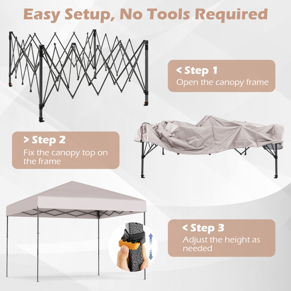 10 X 10 Feet Pop up Canopy Tent with Portable Carrying Bag and 8 Stakes-Yellow-Canopies-DECOROLALA