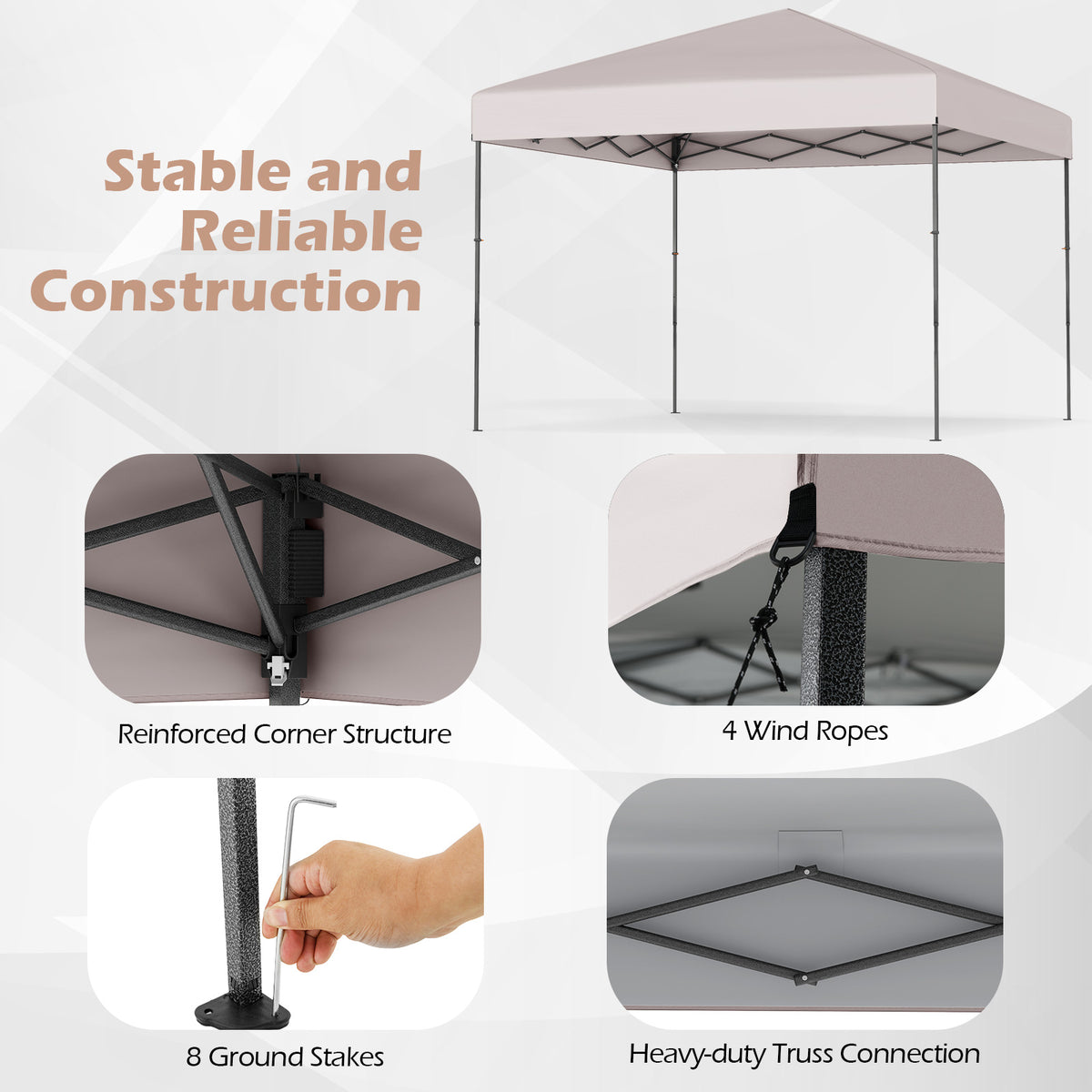 10 X 10 Feet Pop up Canopy Tent with Portable Carrying Bag and 8 Stakes-Yellow-Canopies-DECOROLALA
