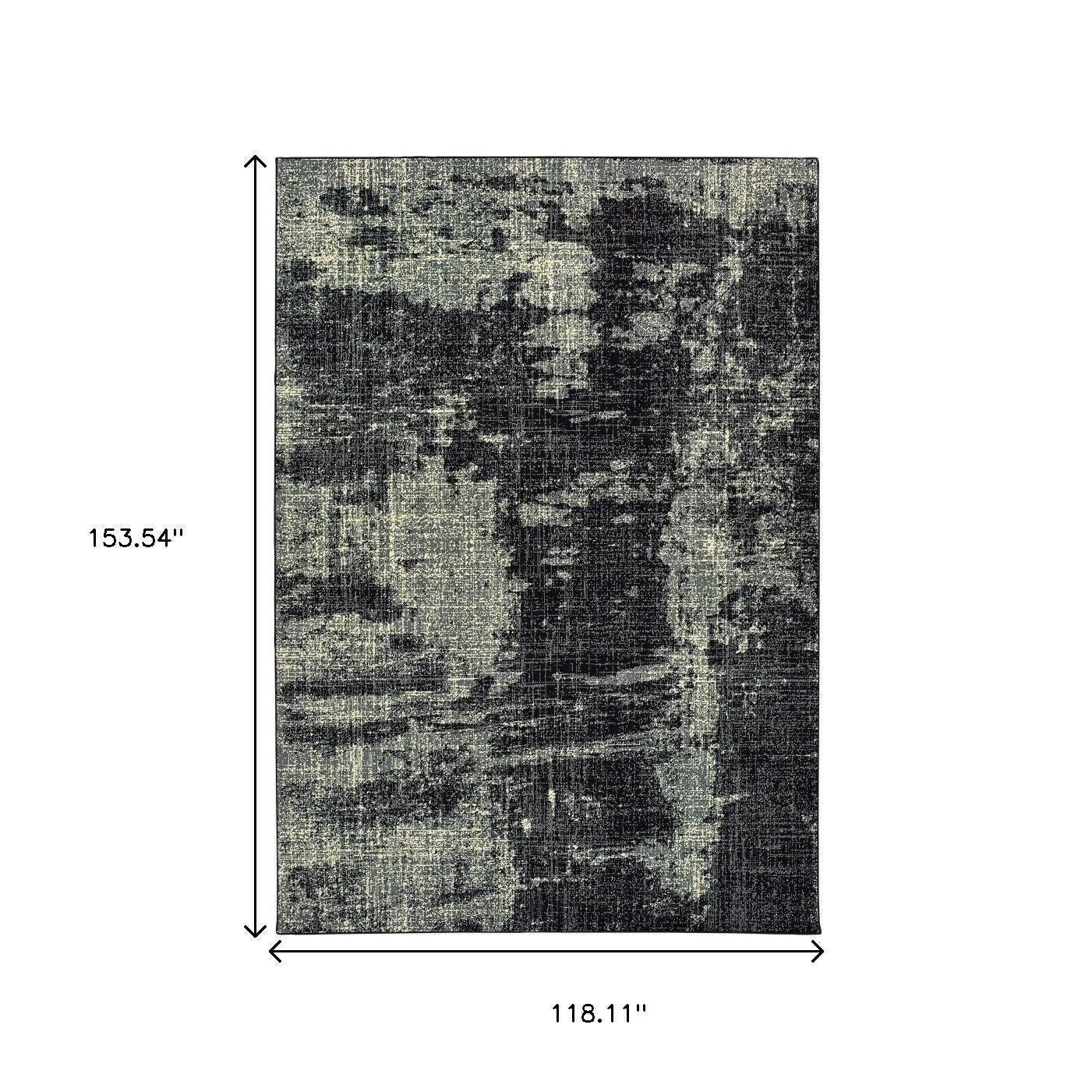 10' X 13' Black And Ivory Abstract Distressed Area Rug-Area Rugs-DECOROLALA