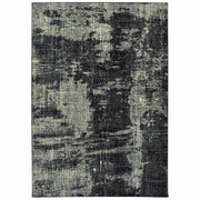 10' X 13' Black And Ivory Abstract Distressed Area Rug-Area Rugs-DECOROLALA
