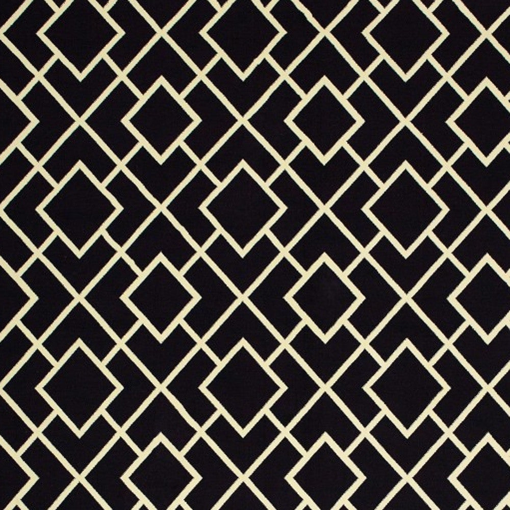 10' X 13' Black And Ivory Diamond Area Rug-Area Rugs-DECOROLALA