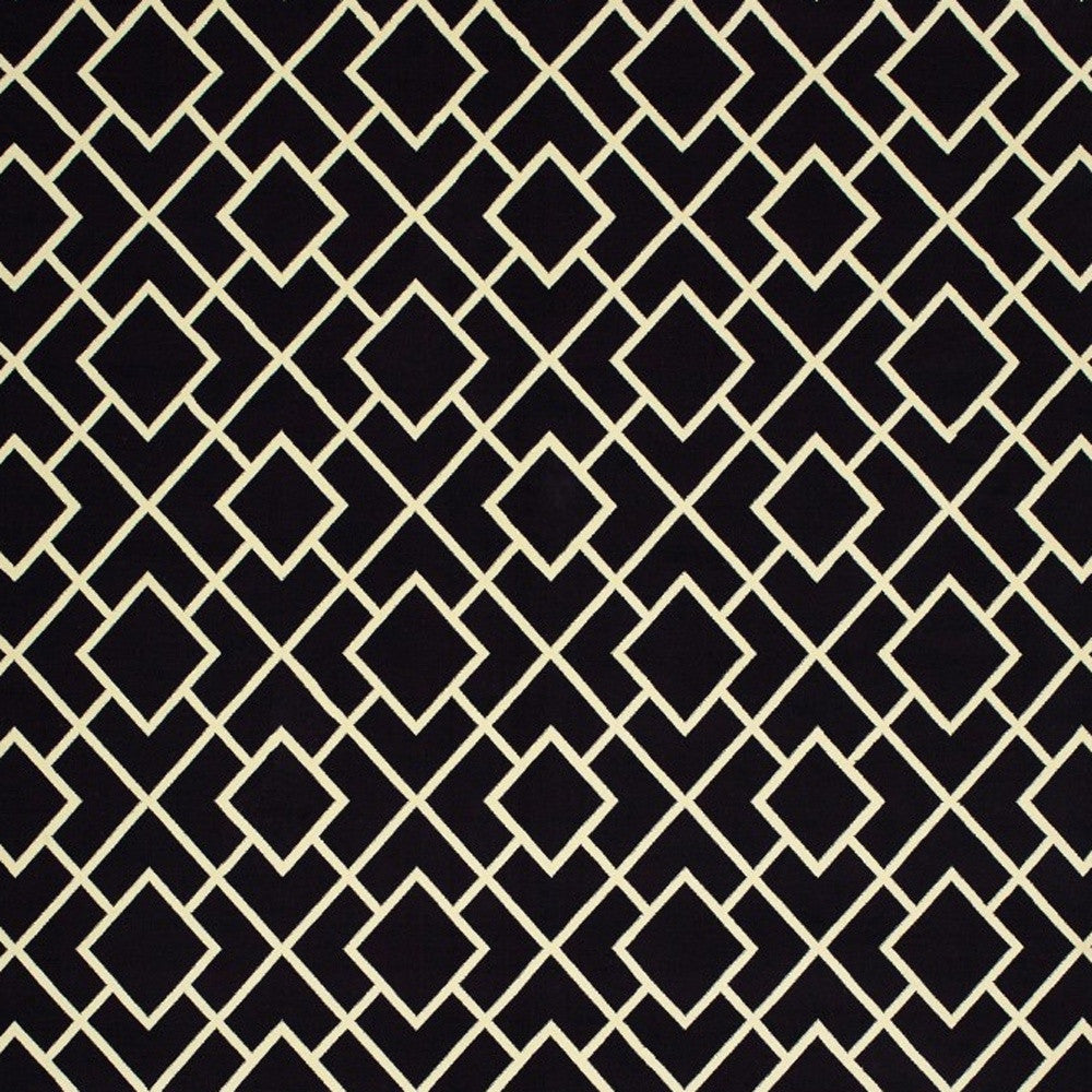 10' X 13' Black And Ivory Diamond Area Rug-Area Rugs-DECOROLALA