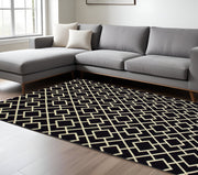 10' X 13' Black And Ivory Diamond Area Rug-Area Rugs-DECOROLALA