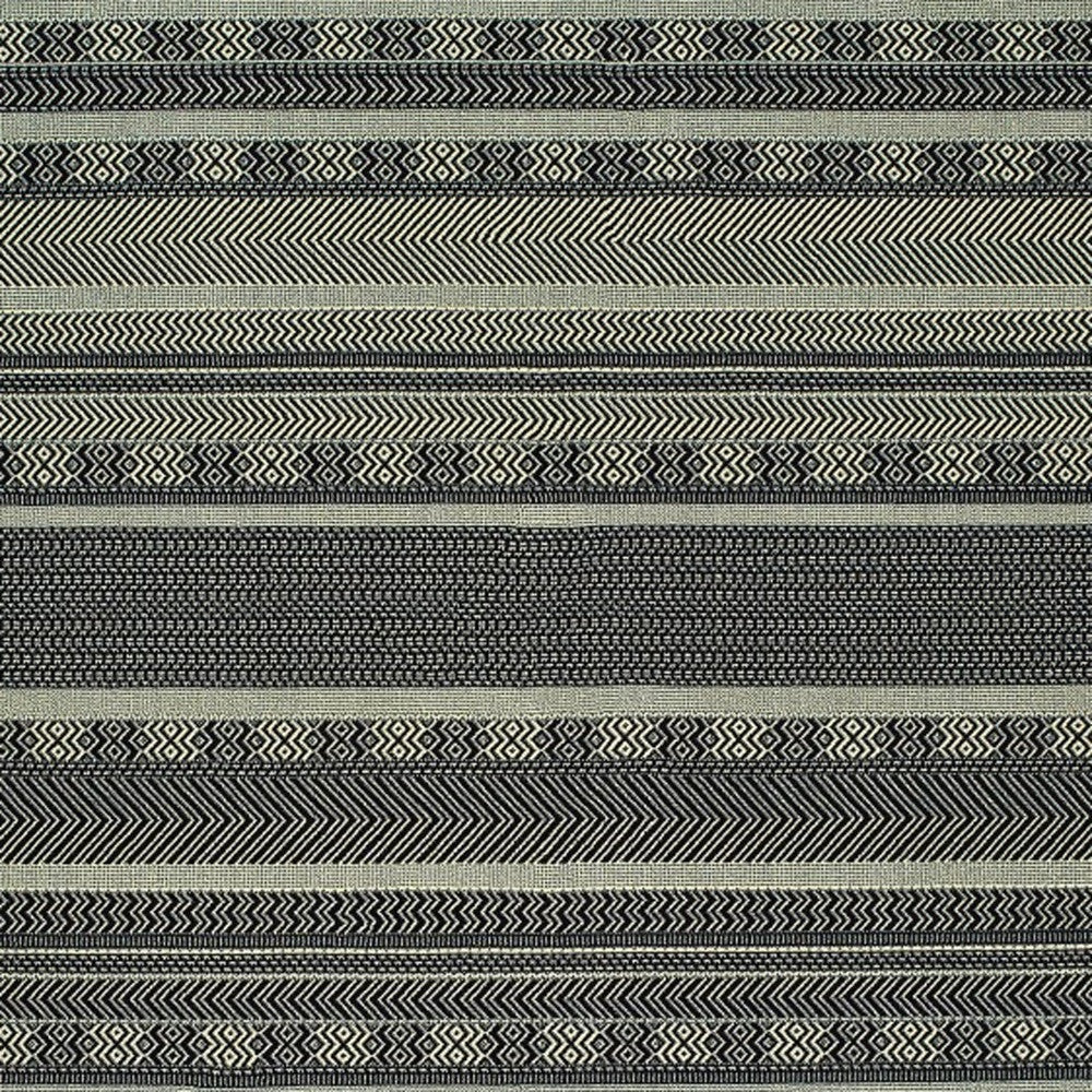 10' X 13' Black And Ivory Geometric Area Rug-Area Rugs-DECOROLALA