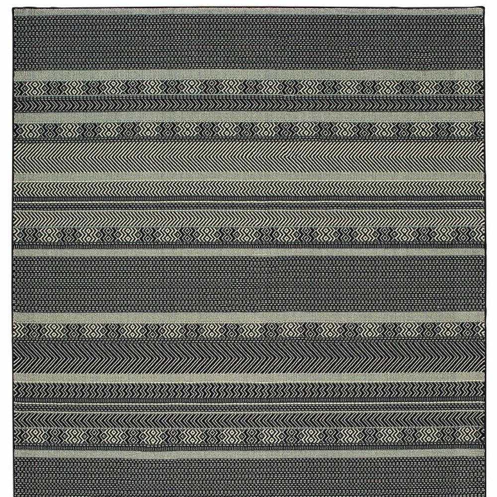 10' X 13' Black And Ivory Geometric Area Rug-Area Rugs-DECOROLALA