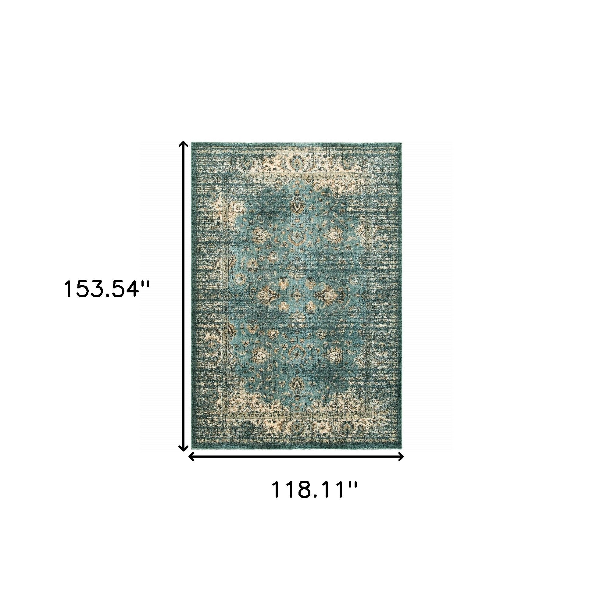 10' X 13' Blue And Ivory Medallion Distressed Area Rug-Area Rugs-DECOROLALA