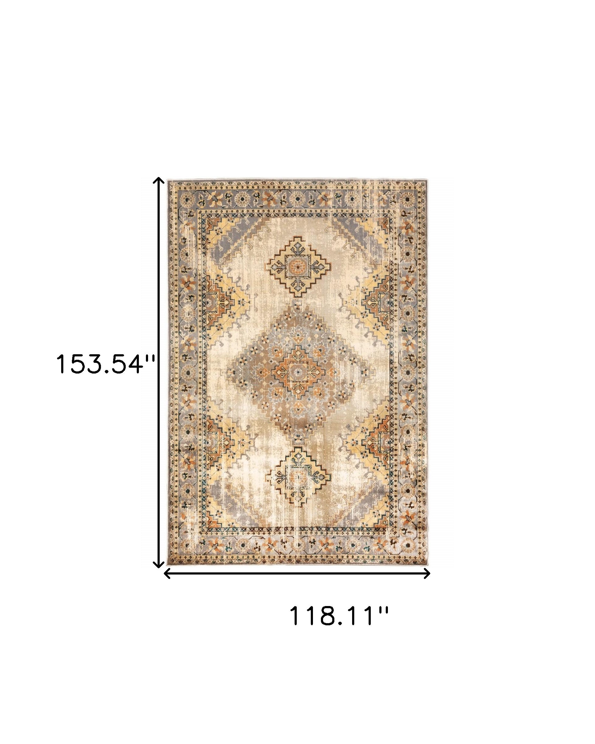 10' X 13' Gray And Beige Aztec Pattern Area Rug-Area Rugs-DECOROLALA