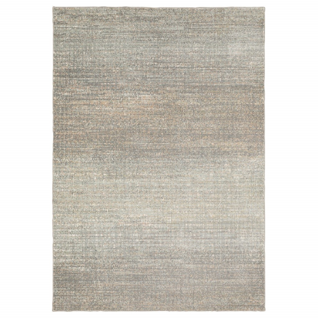 10' X 13' Gray And Green Abstract Distressed Area Rug-Area Rugs-DECOROLALA