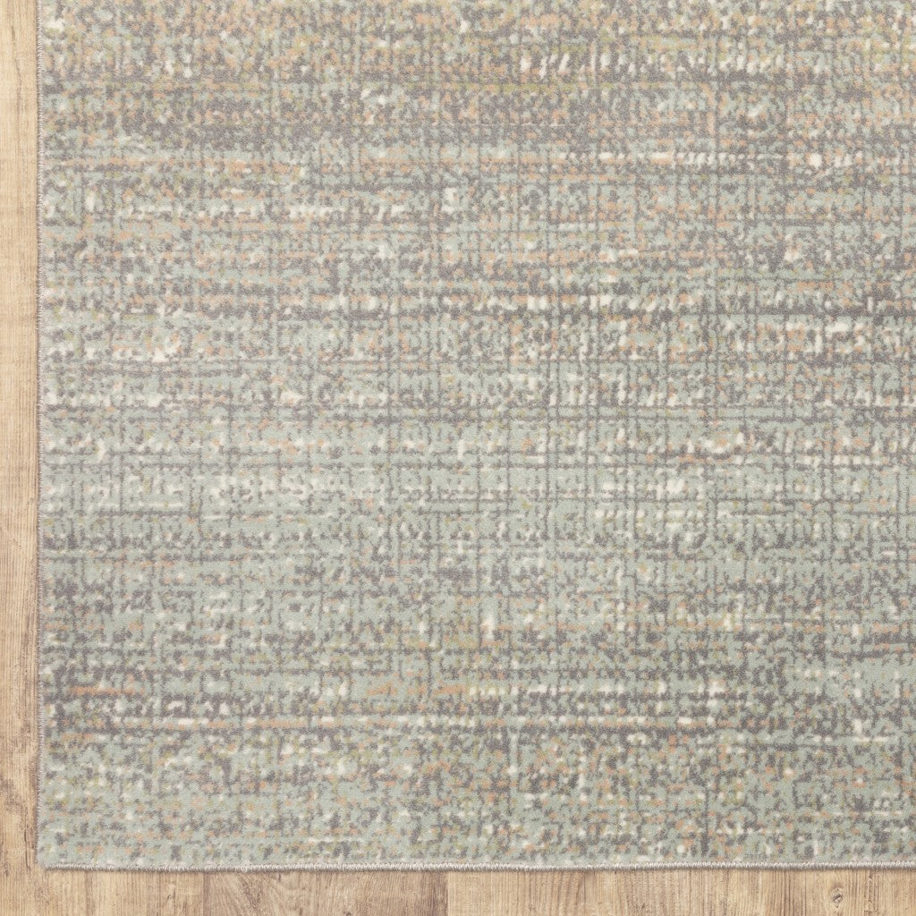 10' X 13' Gray And Green Abstract Distressed Area Rug-Area Rugs-DECOROLALA