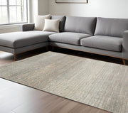 10' X 13' Gray And Green Abstract Distressed Area Rug-Area Rugs-DECOROLALA