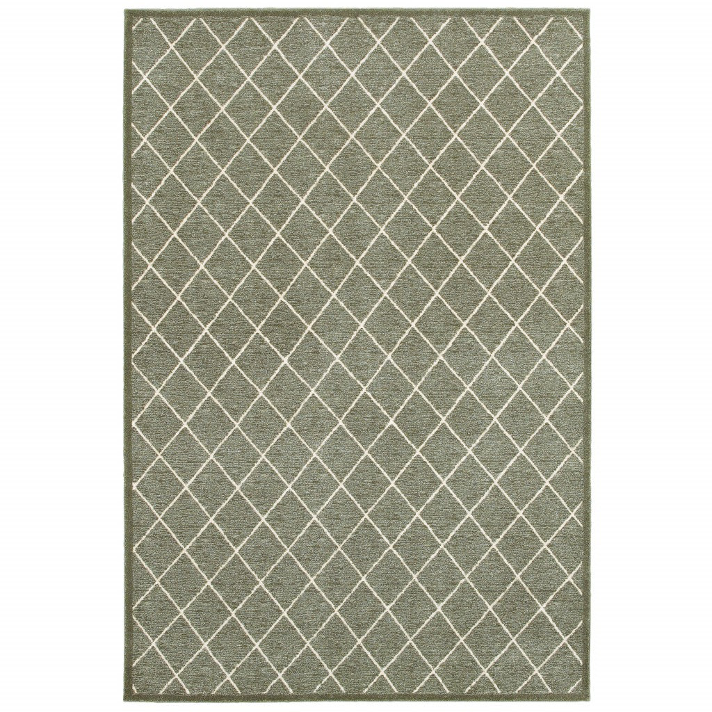 10' X 13' Gray And Ivory Diamond Indoor Area Rug-Area Rugs-DECOROLALA