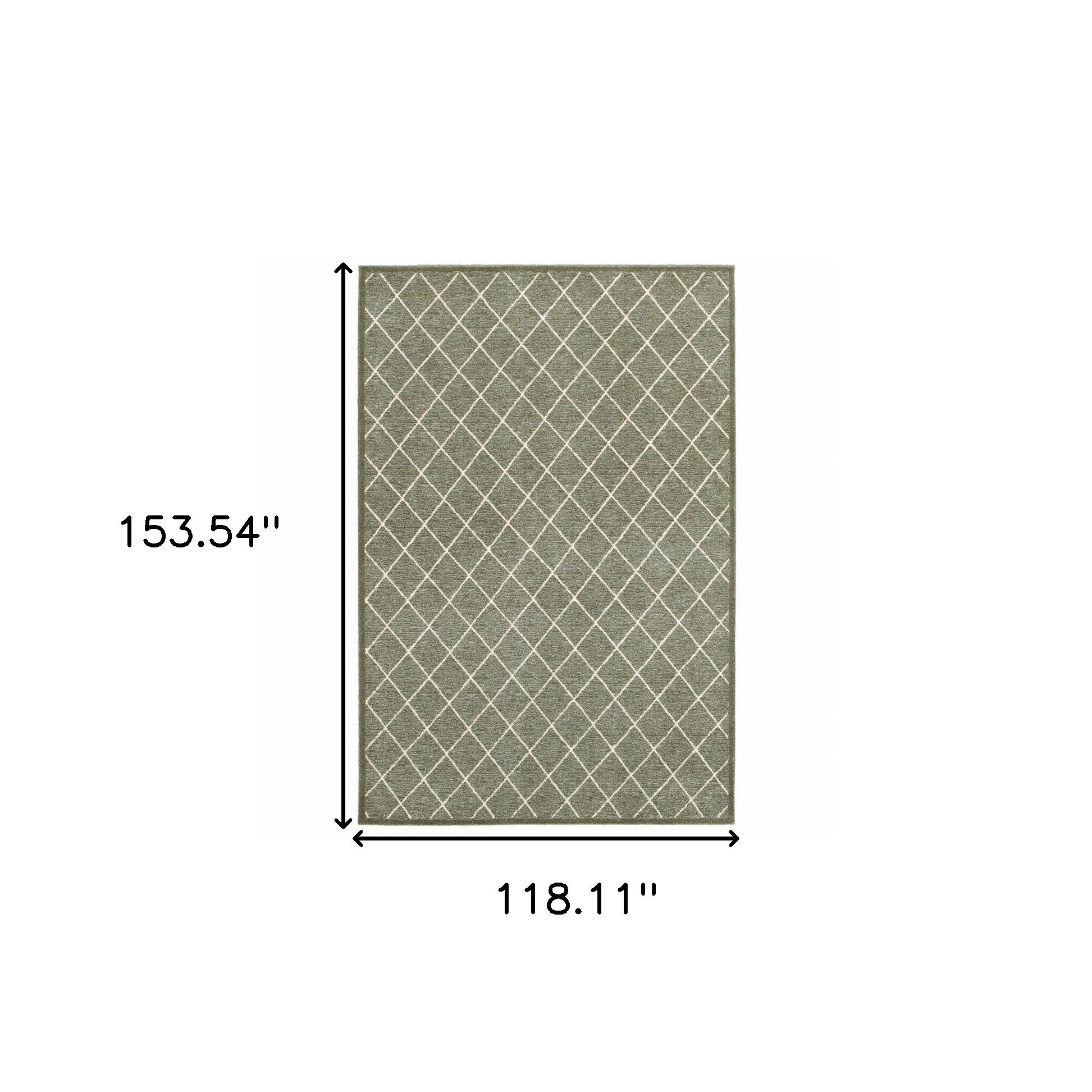 10' X 13' Gray And Ivory Diamond Indoor Area Rug-Area Rugs-DECOROLALA