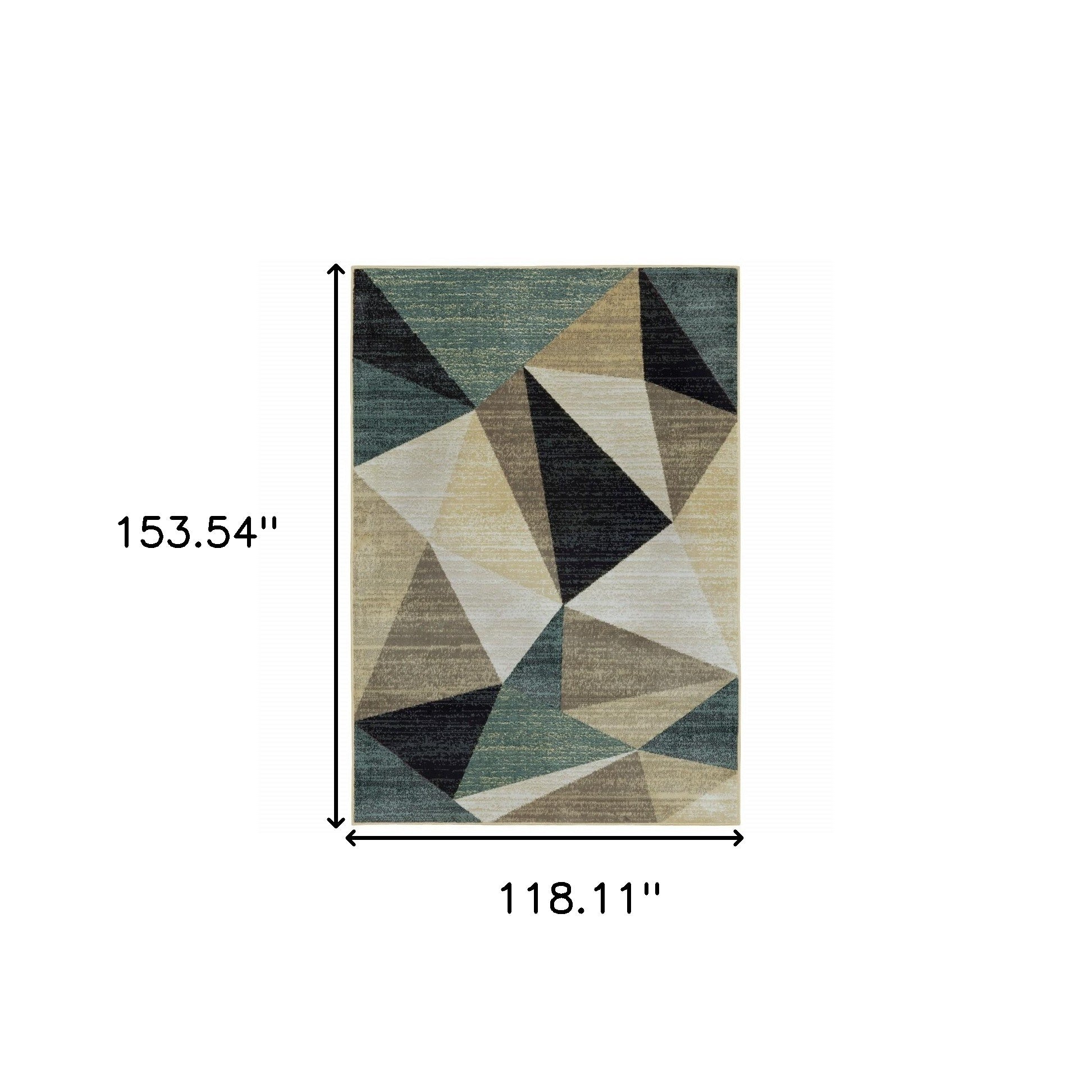10' X 13' Gray And Teal Geometrics Indoor Area Rug-Area Rugs-DECOROLALA