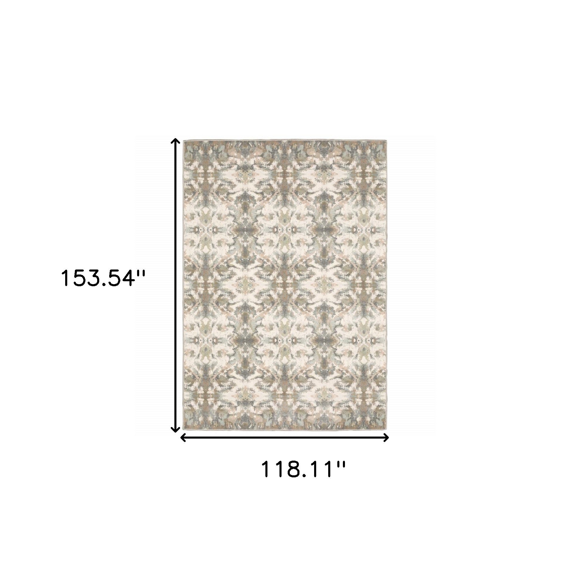 10' X 13' Ivory And Gray Ikat Area Rug-Area Rugs-DECOROLALA