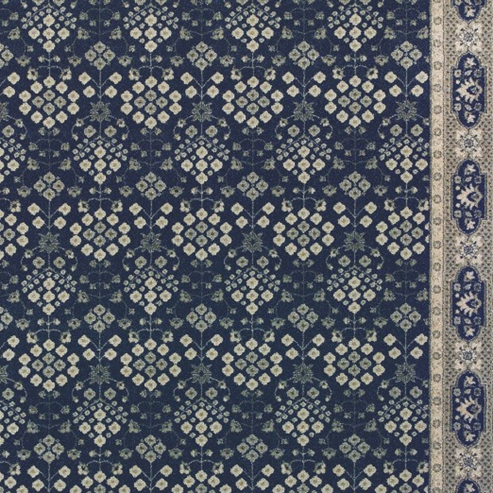 10' X 13' Navy And Gray Floral Ditsy Area Rug-Area Rugs-DECOROLALA