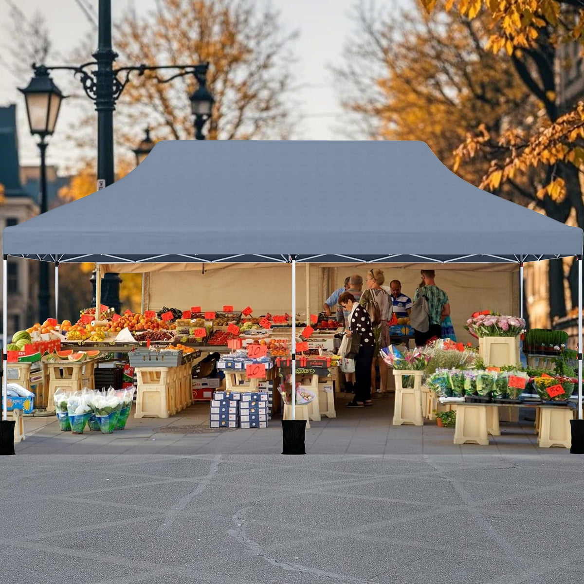 10 X 20 FT Pop up Canopy Tent Foldable Portable Outdoor Gazebo with Carry Bag-Gray-Canopies-DECOROLALA