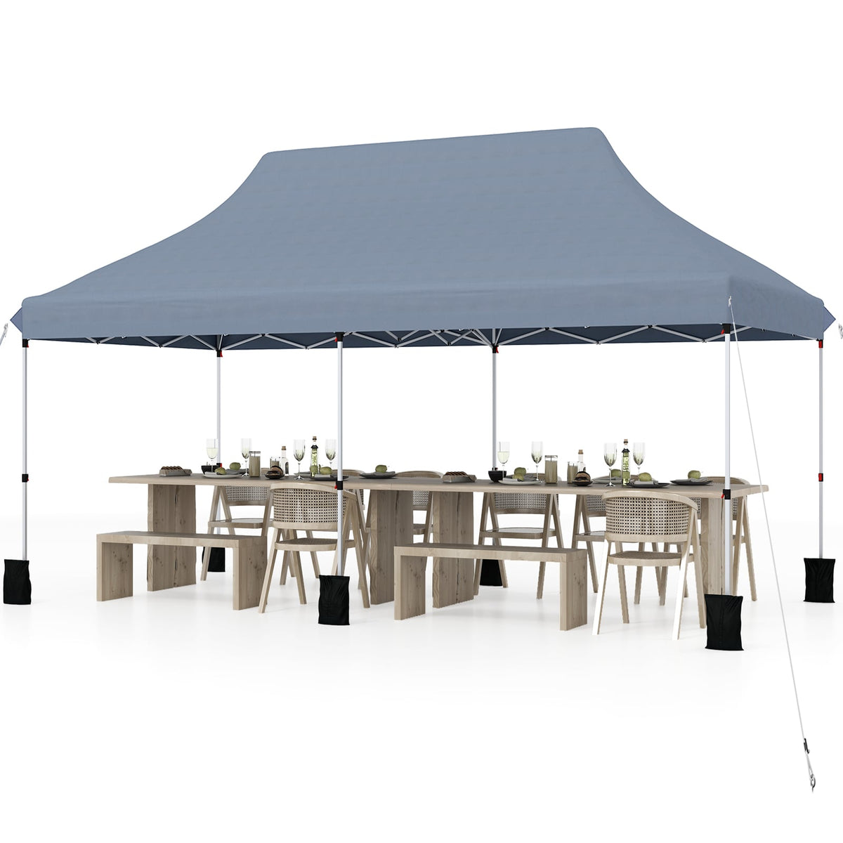 10 X 20 FT Pop up Canopy Tent Foldable Portable Outdoor Gazebo with Carry Bag-Gray-Canopies-DECOROLALA