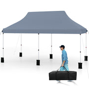 10 X 20 FT Pop up Canopy Tent Foldable Portable Outdoor Gazebo with Carry Bag-Gray-Canopies-DECOROLALA