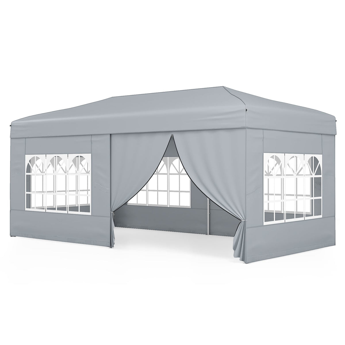 10 X 20 Feet Pop up Canopy Tent Instant Setup with 6 Sidewalls-Gray-Canopies-DECOROLALA