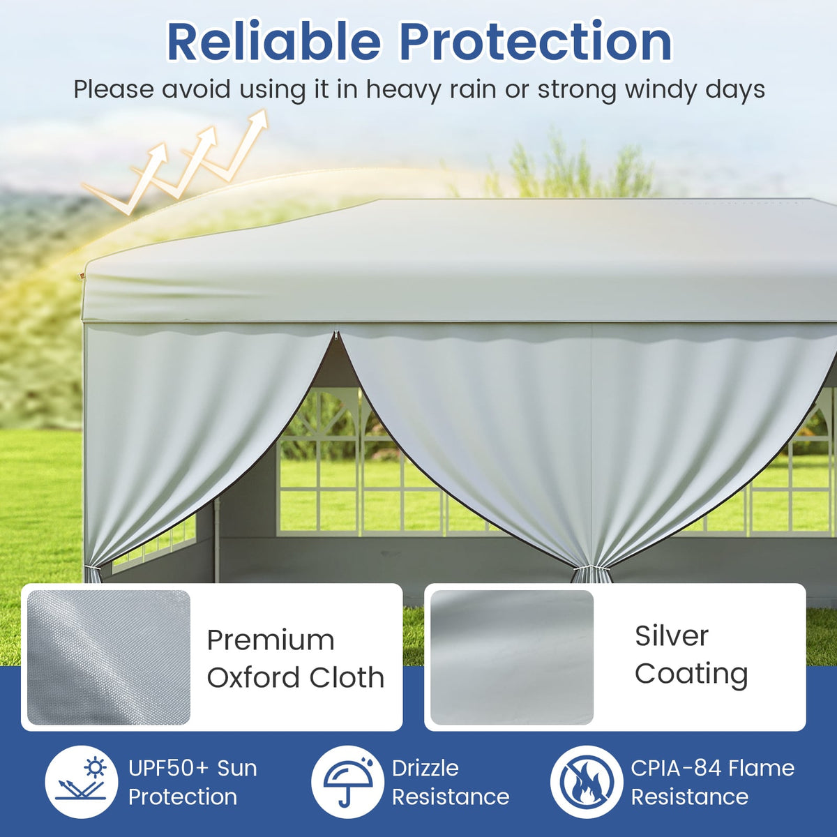 10 X 20 Feet Pop up Canopy Tent Instant Setup with 6 Sidewalls-Gray-Canopies-DECOROLALA