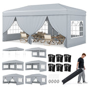 10 X 20 Feet Pop up Canopy Tent Instant Setup with 6 Sidewalls-Gray-Canopies-DECOROLALA