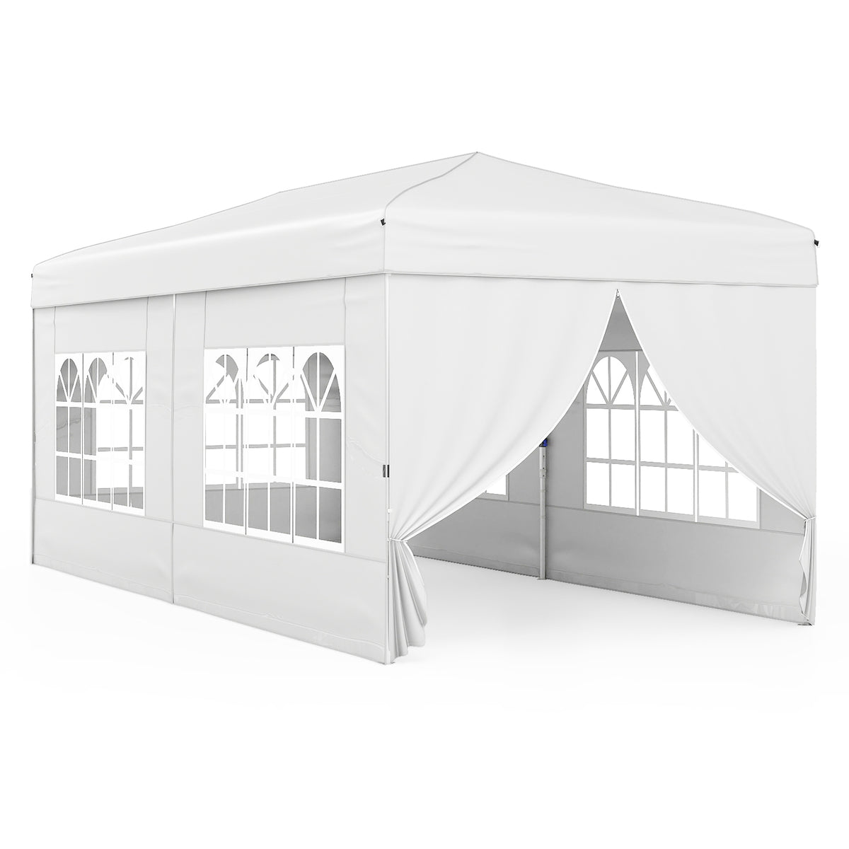 10 X 20 Feet Pop up Canopy Tent Instant Setup with 6 Sidewalls-White-Canopies-DECOROLALA