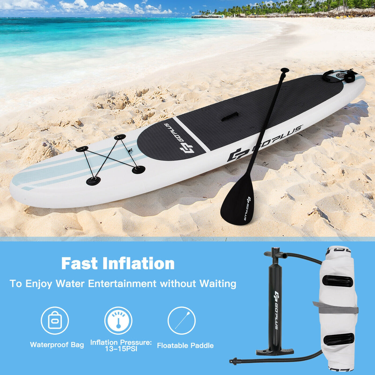 10 feet Inflatable Stand Up Paddle Board with Paddle Pump-Surfing-DECOROLALA