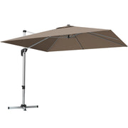 10 ft 360 Degree Tilt Aluminum Square Patio Offset Cantilever Umbrella without Weight Base-Tan-Outdoor Umbrellas-DECOROLALA