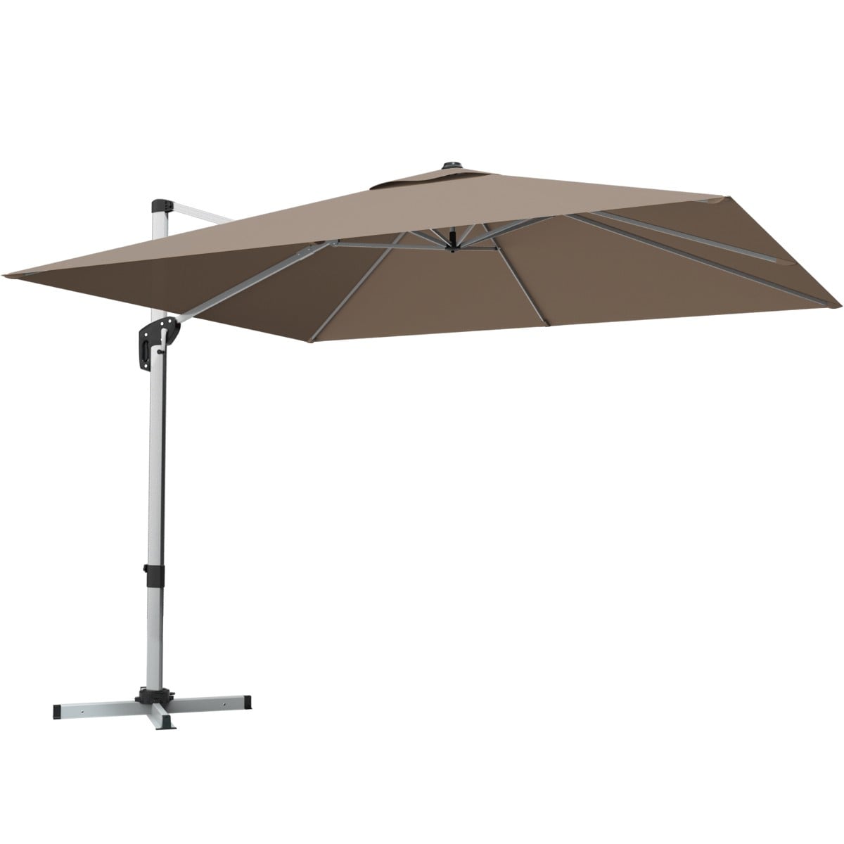 10 ft 360 Degree Tilt Aluminum Square Patio Offset Cantilever Umbrella without Weight Base-Tan-Outdoor Umbrellas-DECOROLALA