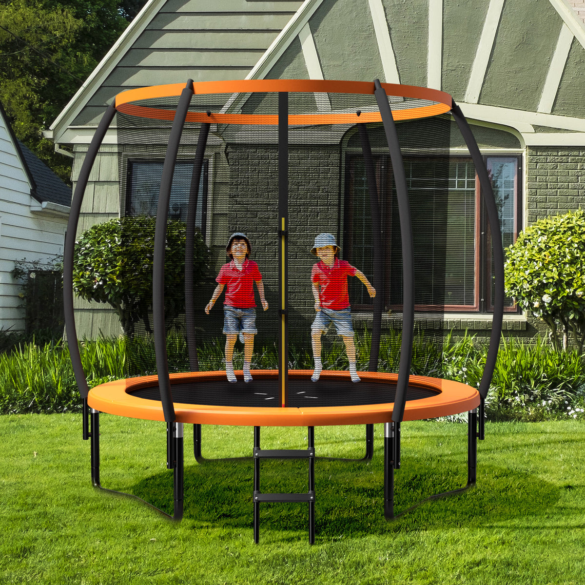 10 ft Recreational Trampoline with Enclosure Net and Ladder-Outdoor Play-DECOROLALA