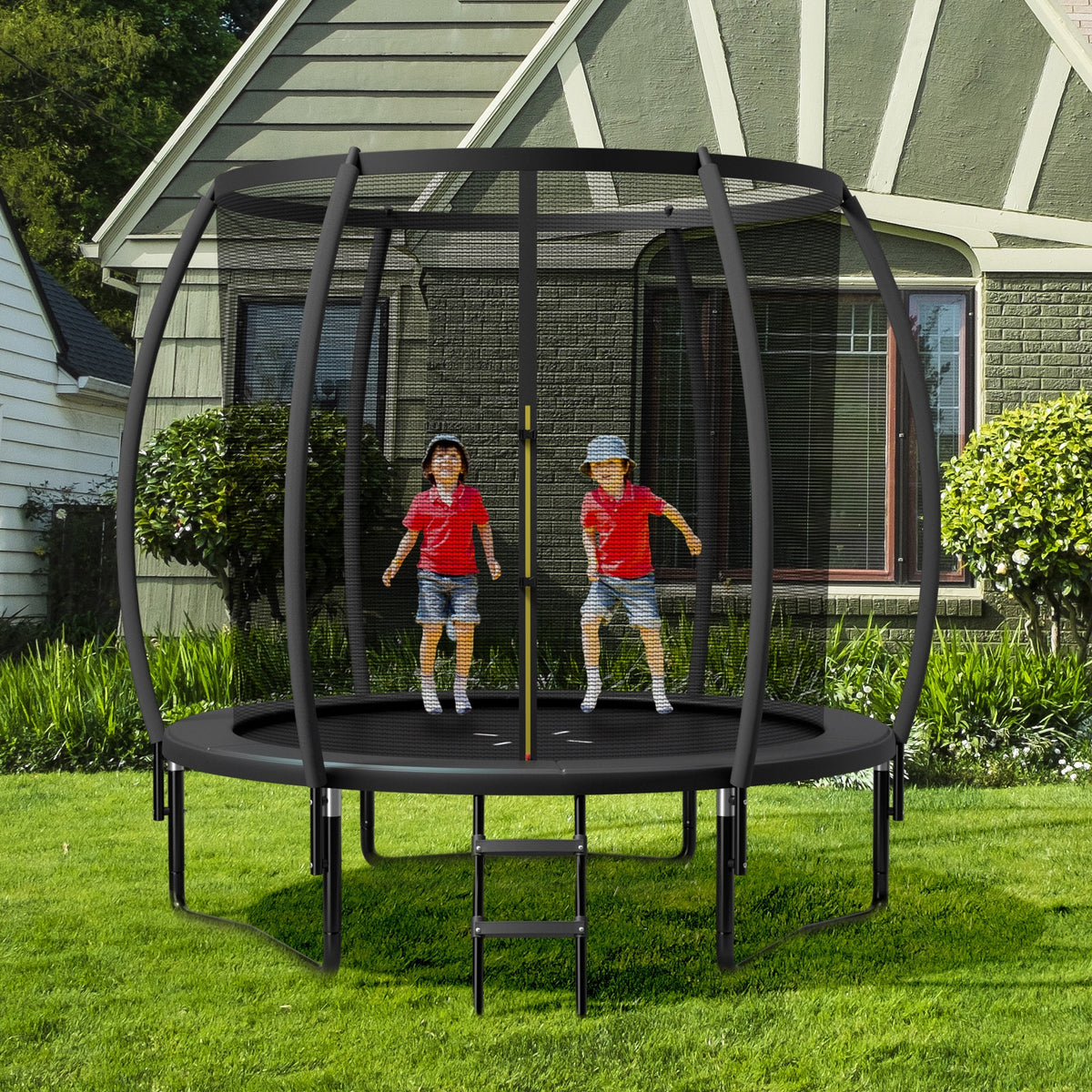 10 ft Recreational Trampoline with Enclosure Net and Ladder-Outdoor Play-DECOROLALA